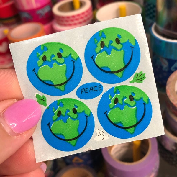 Rare Vintage Kromekote Earth Stickers