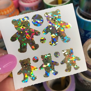 Rare Vintage Prism Gold Teddy Bears Stickers