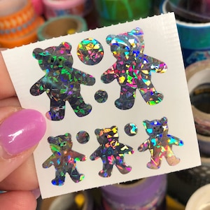 Rare Vintage Prism Silver Teddy Bears Stickers