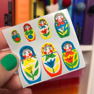 Vintage Shiny Kromekote Nesting Matryoshka Doll Stickers