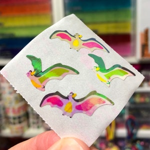 Vintage Iridescent Pearl Rainbow Bat Stickers Great 7 Seven
