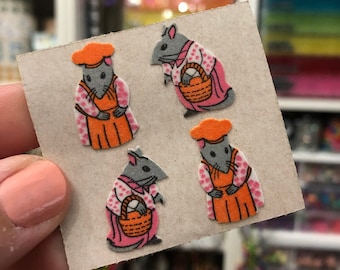 Vintage Fuzzy Mr and Mrs Mouse Stickers