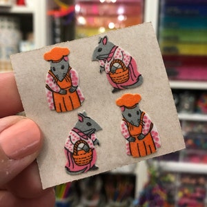 Vintage Fuzzy Mr and Mrs Mouse Stickers