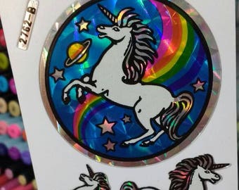 Rare Vintage Prism Unicorn Love Stickers 1980s