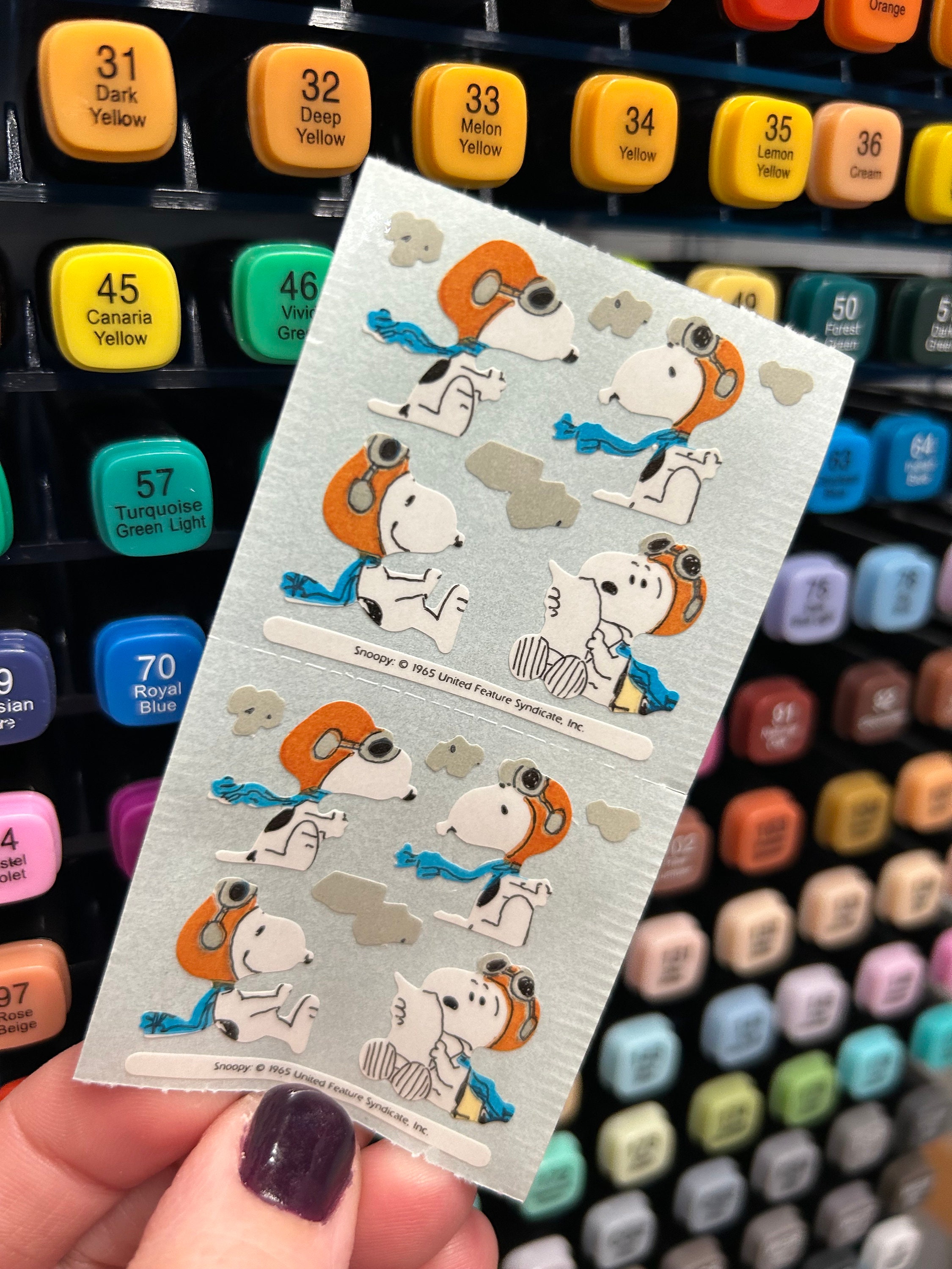 Vintage Shiny Kromekote Snoopy Flying Stickers