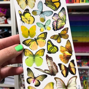 Yellow Butterfly Moth Stickers Sheet