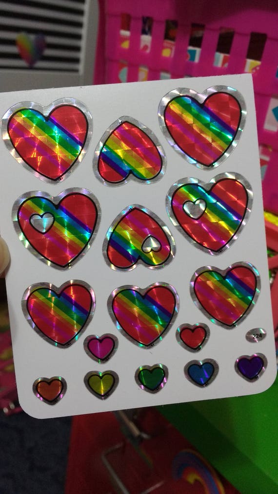 Vintage BJ Prism Rainbow Heart Stickers Etsy