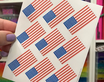 Sheet of Vintage USA American Flag Stickers