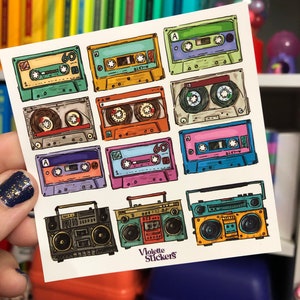 Retro Cassette Tape Stickers Sheet