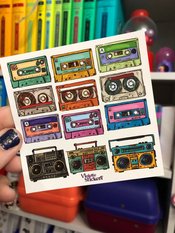Retro Cassette Tape Stickers Sheet Etsy