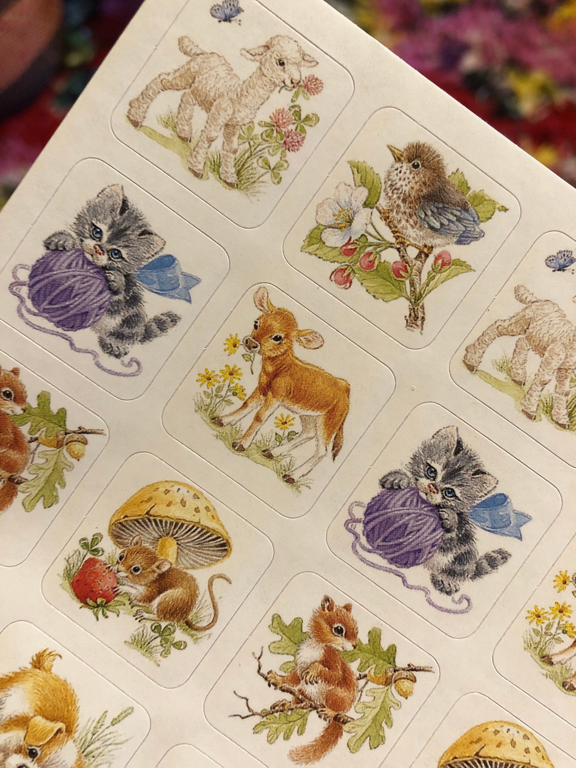 Full Sheet of Vintage Baby Animal Stickers Etsy