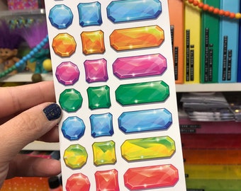 Rainbow Gemstone Stickers Sheet