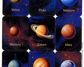 Full Sheet of Vintage Planet Space Stickers
