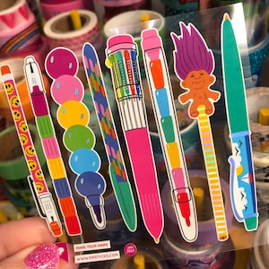 Sheet of Retro Ink Pen Stickers