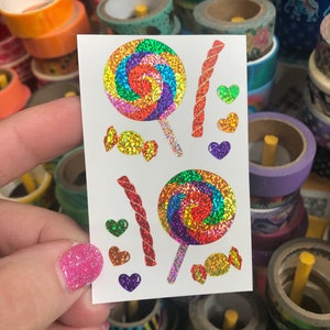 Limited Edition Sparkle Prism Rainbow Candy Stickers Mrs Grossmans