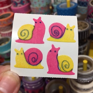 Vintage Fuzzy Snail Stickers Great 7 Seven image 1