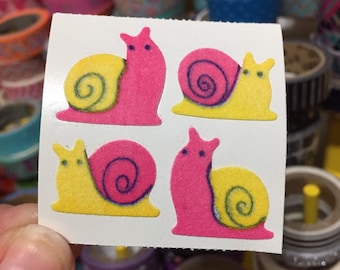 Vintage Fuzzy Snail Stickers Great 7 Seven