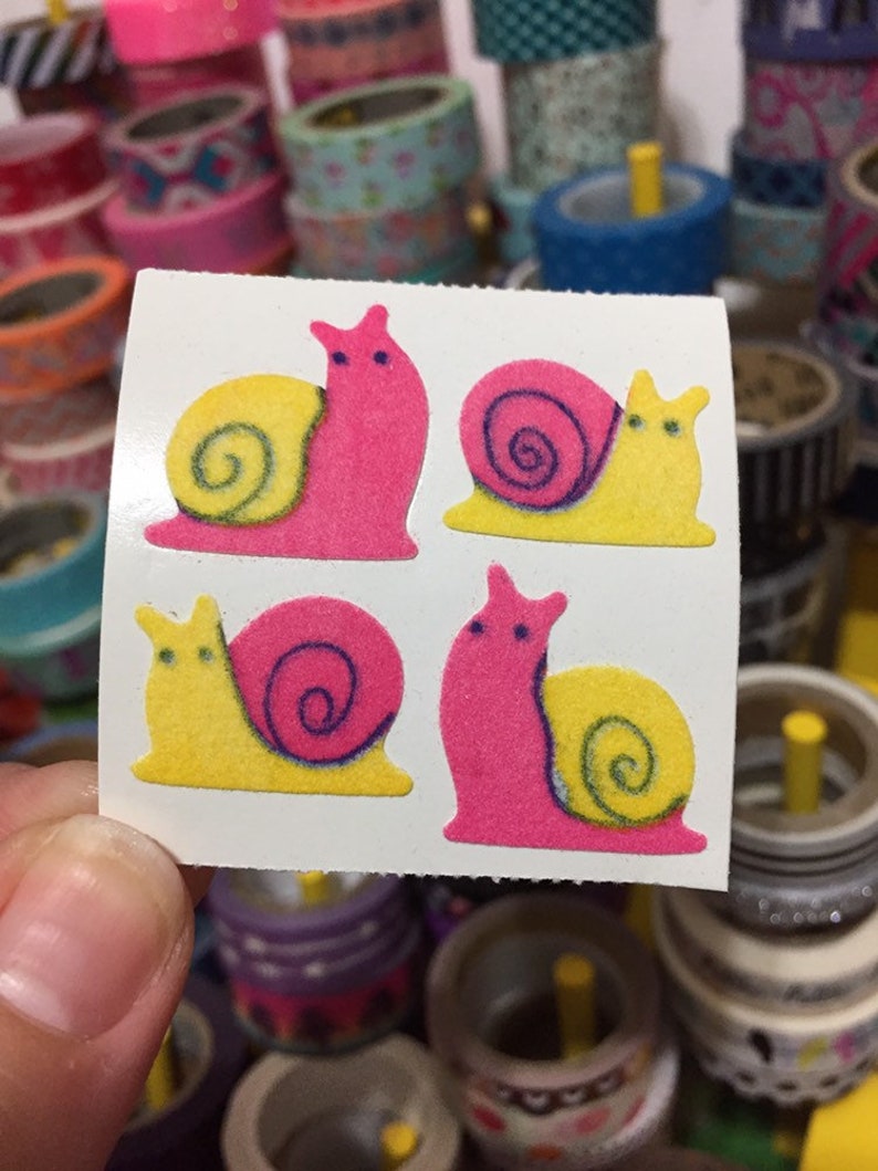 Vintage Fuzzy Snail Stickers Great 7 Seven image 1
