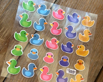 Sheet of Mini Rubber Duck Ducky Stickers Rainbow
