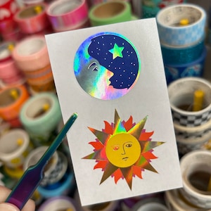 Limited Edition Sparkle Moon Sun Stickers Mrs Grossmans Holographic Foil