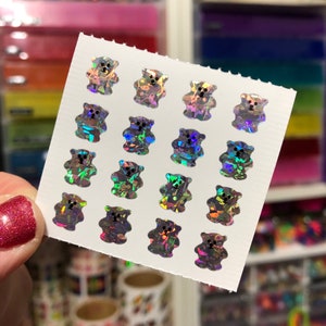 Rare Vintage Prism Tiny Silver Teddy Bears Stickers