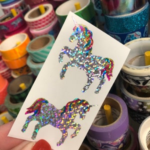 Pair of 2 Hambly Sparkle Prismatic Rainbow Unicorn Stickers