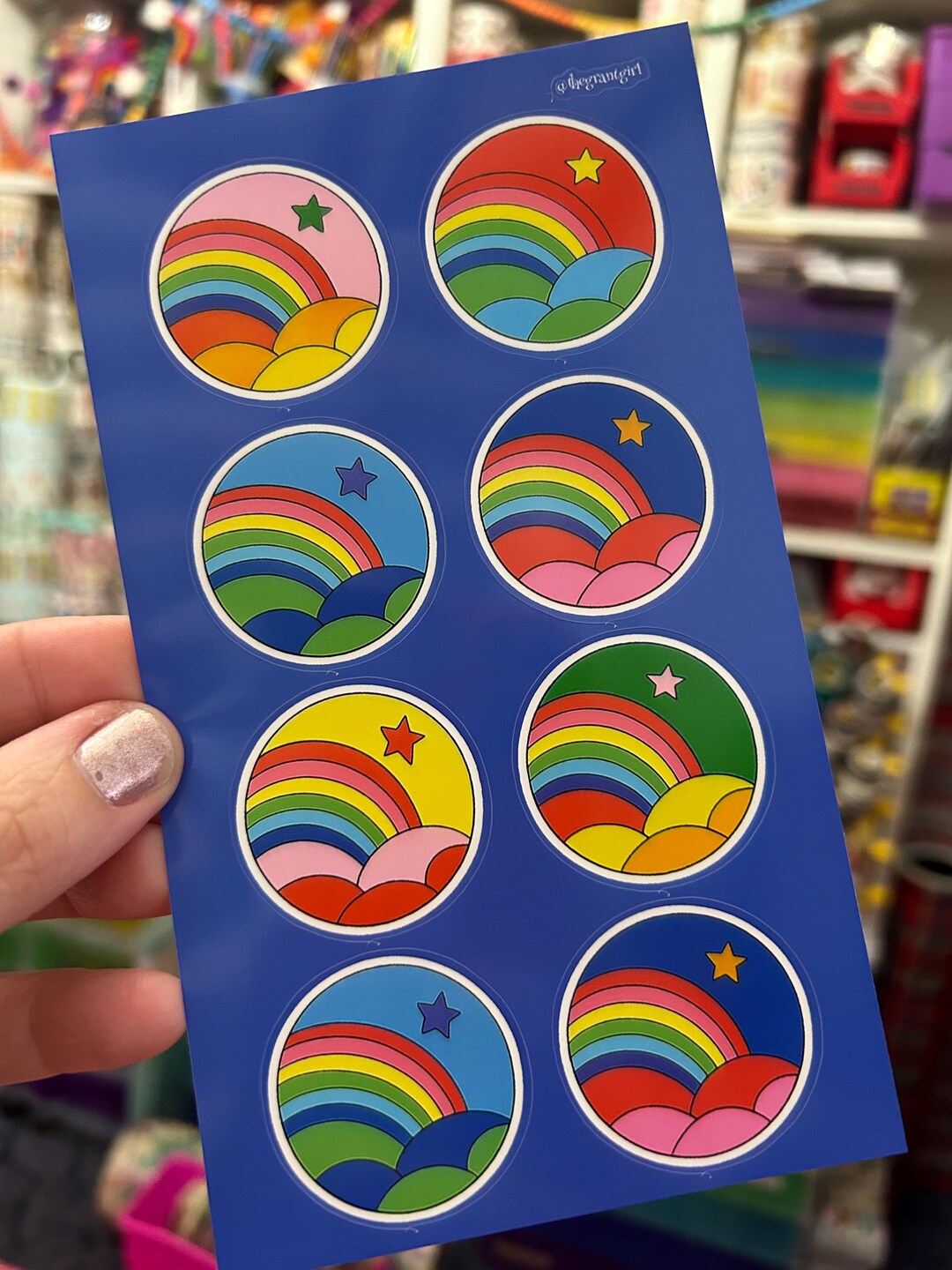 Sheet of Retro Rainbow Circle Stickers - Etsy