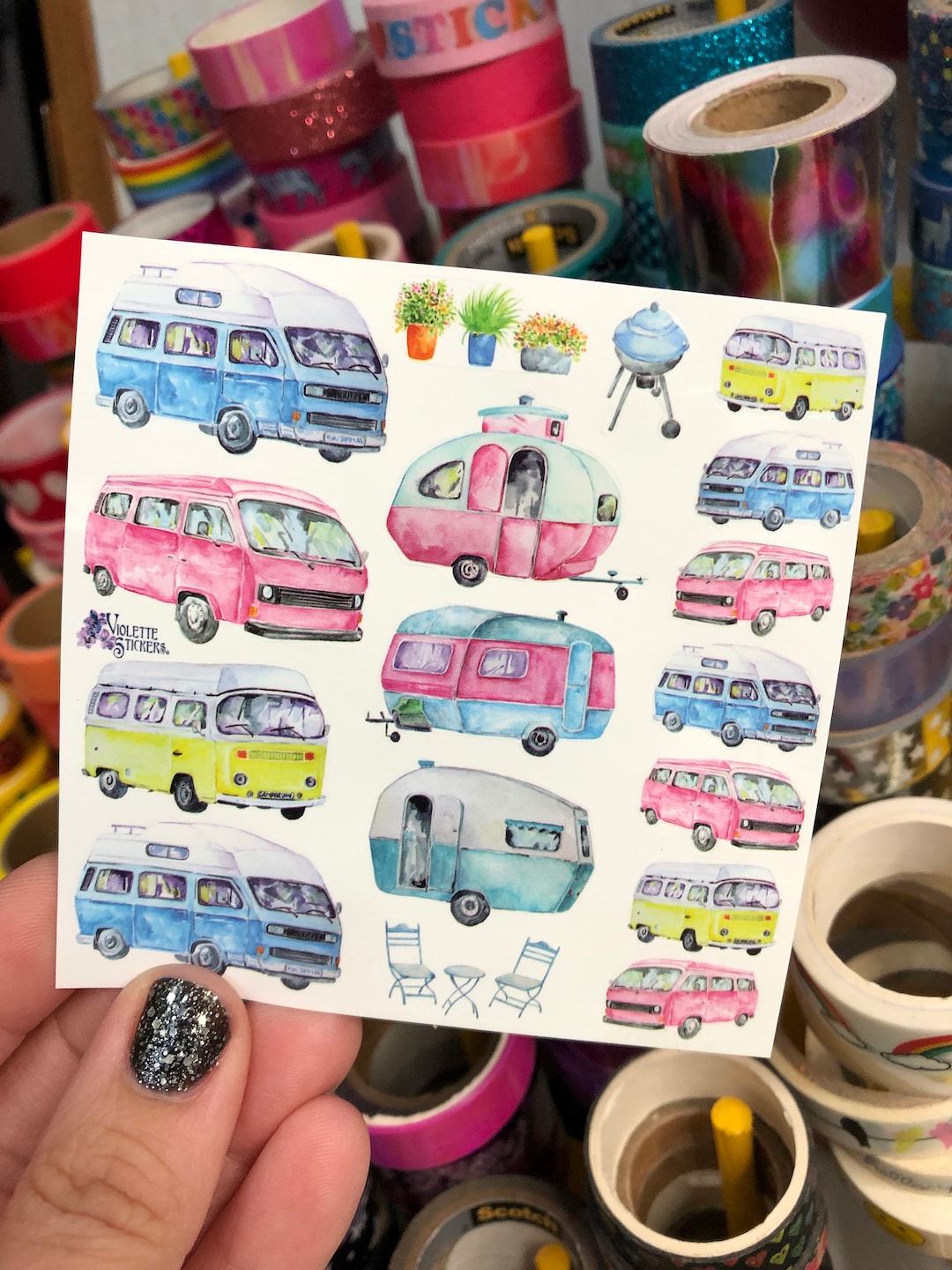 Sticker Over Computer Campera Camper Campervan Camping Stickers Sheet - Etsy