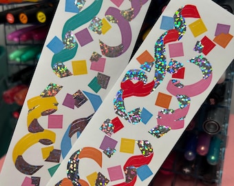 Limited Edition Sparkle Rainbow Confetti Streamer Party Stickers Mrs Grossmans
