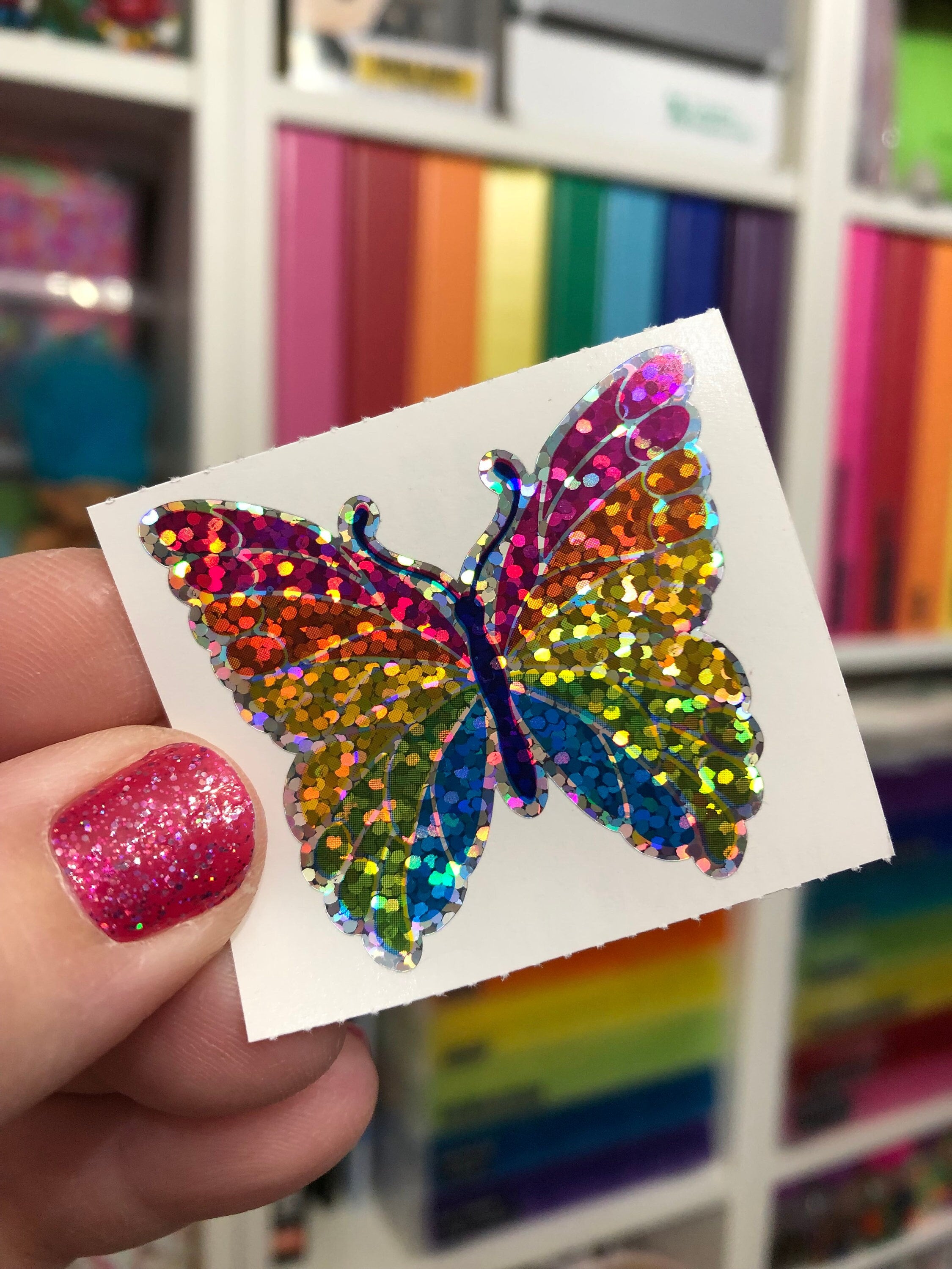 Buy Hambly Sparkle Prismatic Rainbow Butterfly Sticker Online in