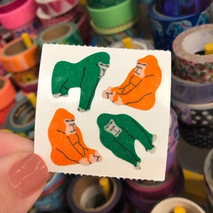 Vintage Fuzzy Ape Monkey Gorilla Stickers Great 7 Seven