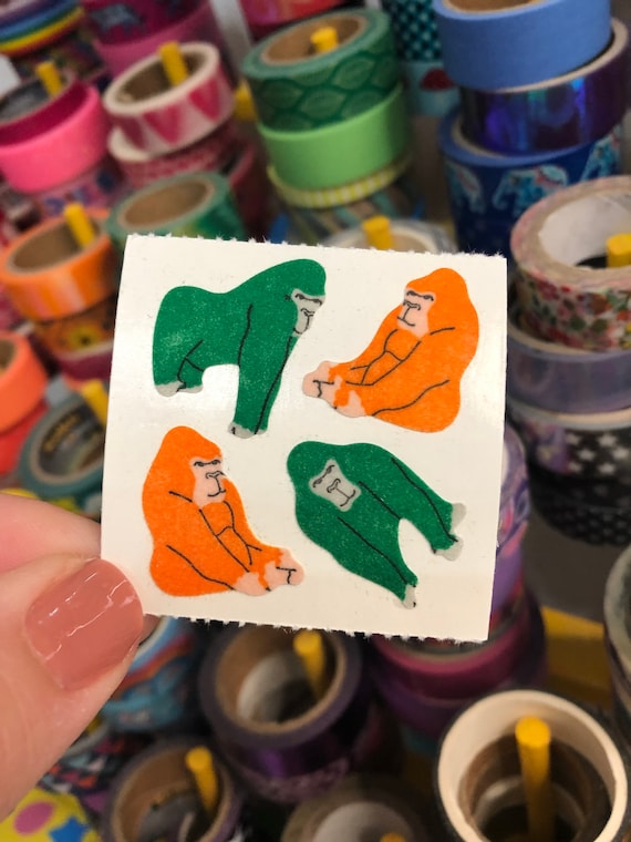 Vintage Fuzzy Ape Monkey Gorilla Stickers Great 7 Seven