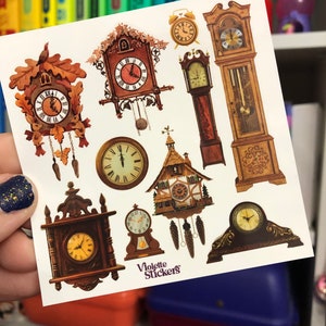 Clock Stickers Sheet Grandfather Cuckoo Time