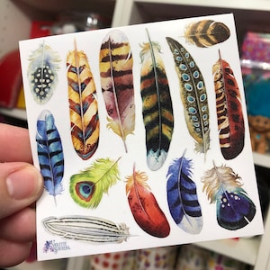 Boho Feathers Stickers Sheet Bold Natural