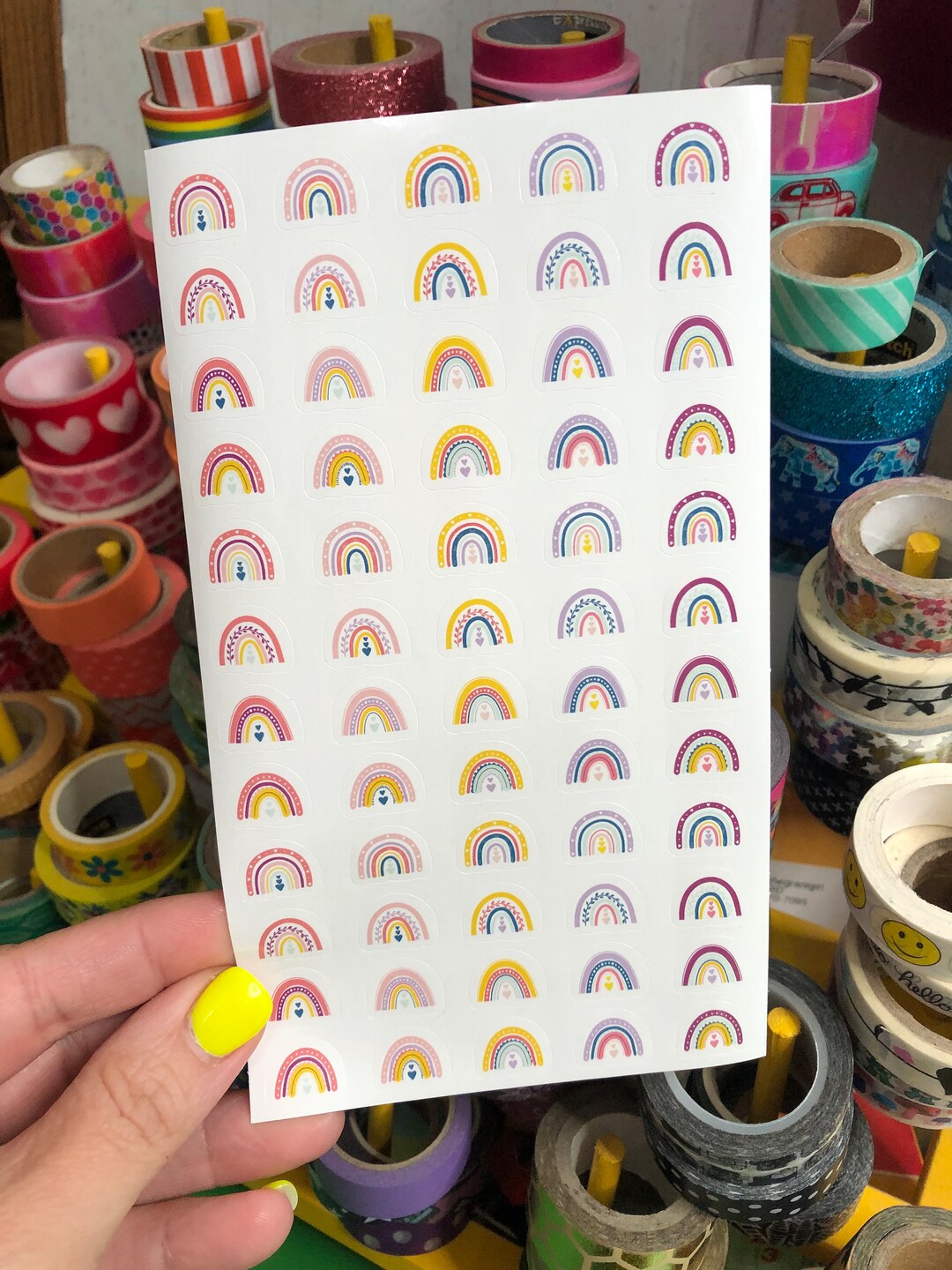 Sheet of Mini Pastel Rainbow Stickers Hippy Boho - Etsy