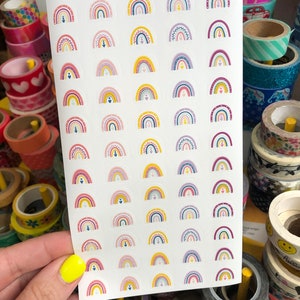 Sheet of Mini Pastel Rainbow Stickers Hippy Boho