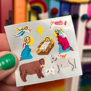 Rare Vintage Shiny Christmas Nativity Stickers