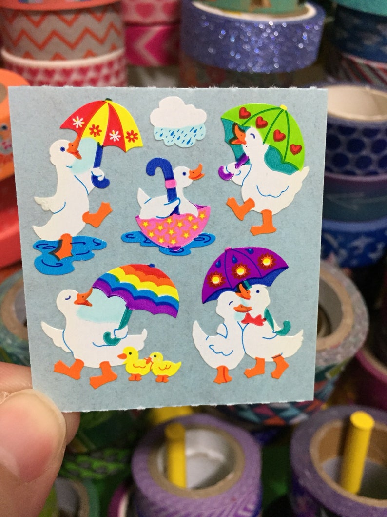 Vintage 80/'s Great Seven 7 FUZZY Easter Bunnies Rabbits Sticker Mod