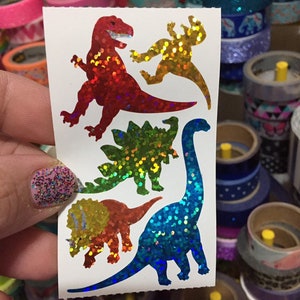 Hambly Sparkle Prismatic Dino Dinosaur T-Rex Triceratops Stickers