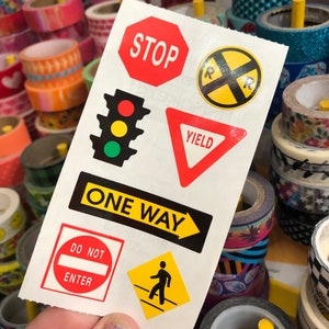 Vintage Road Sign Stoplight Yield Stickers