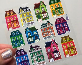 Rainbow San Francisco Houses Stickers Sheet