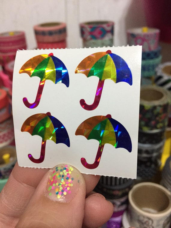 Vintage 80/'s Great Seven 7 PRISM Colorful Umbrellas Sticker Mod
