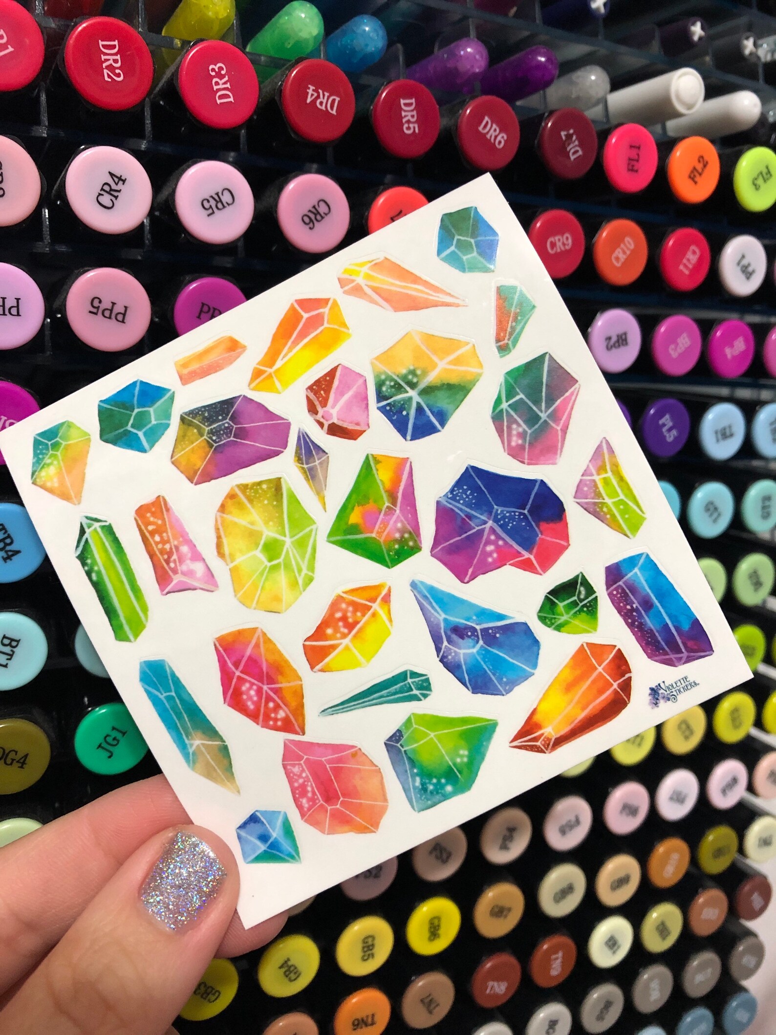 Rainbow Gem Jewel Crystal Stickers Sheet Etsy