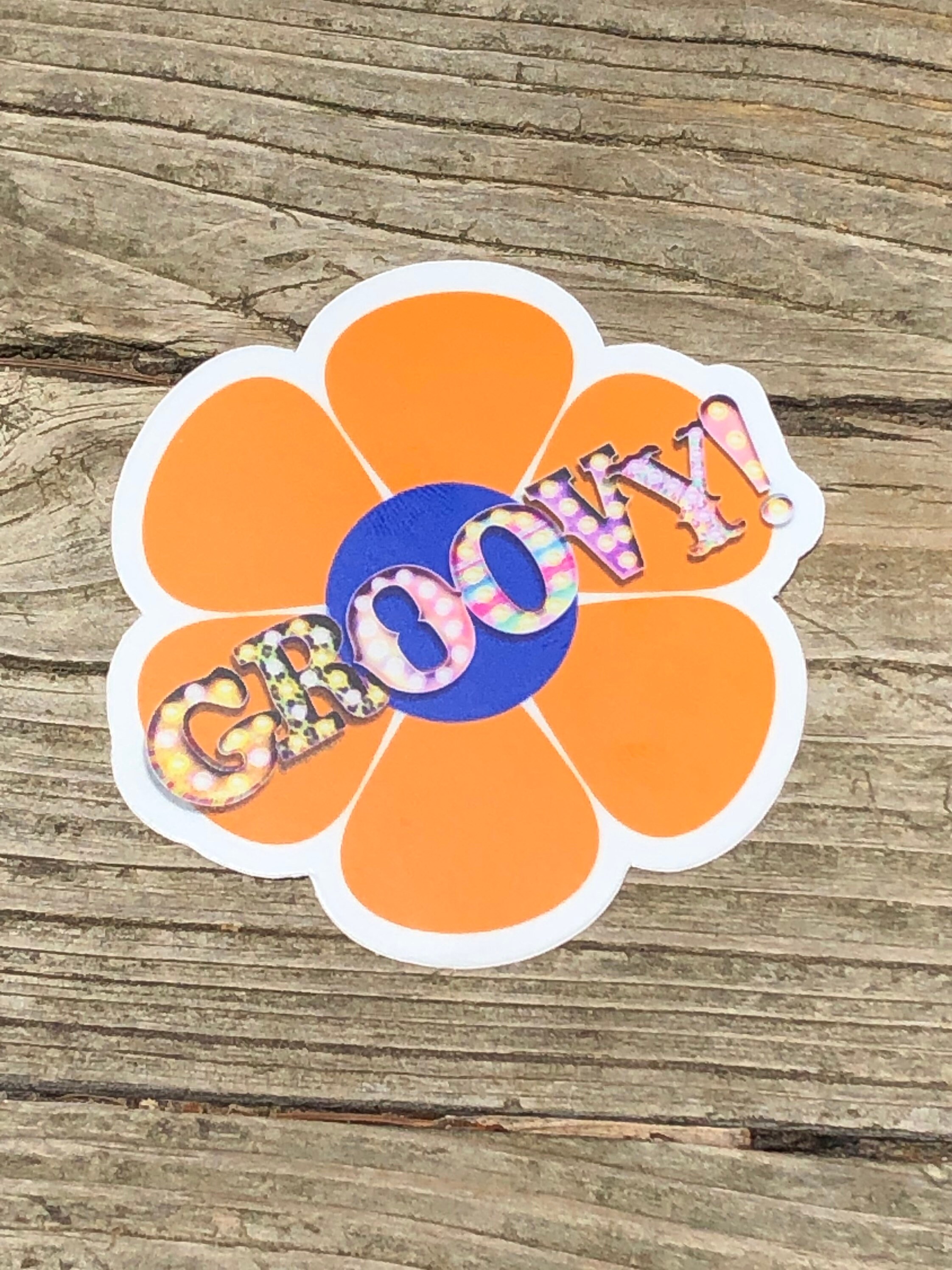 Retro Orange Groovy Hippie Flower Power Daisy Sticker Vinyl - Etsy
