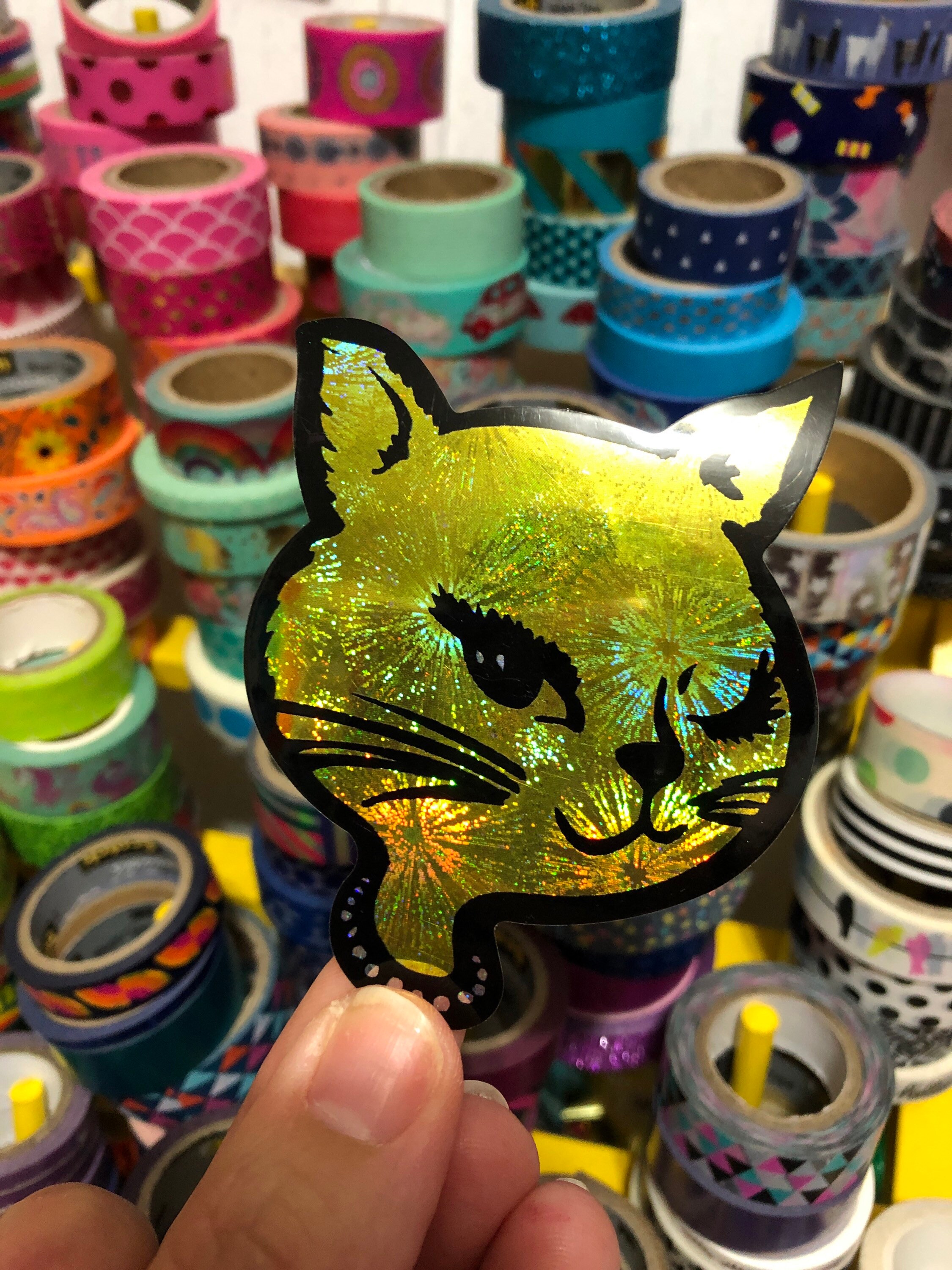 SALE Set of 5 Prismatic Winking Cats - Vintage Vending