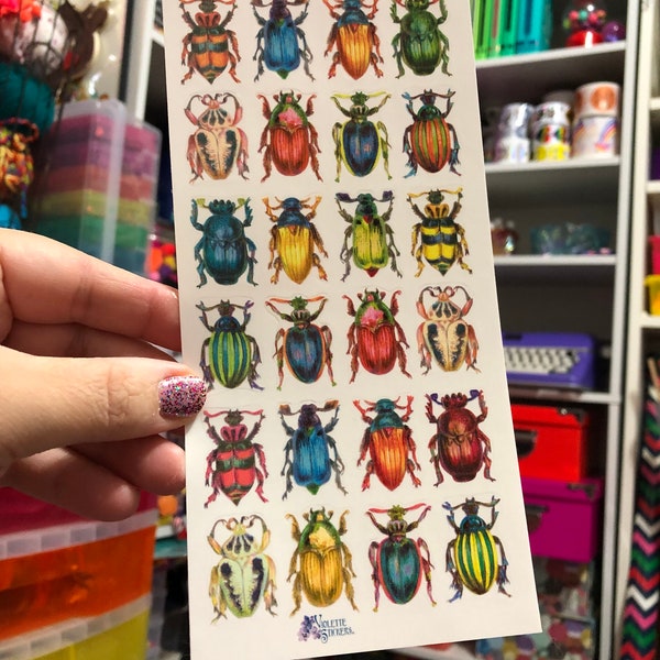 Rainbow Beetle Bug Stickers Sheet