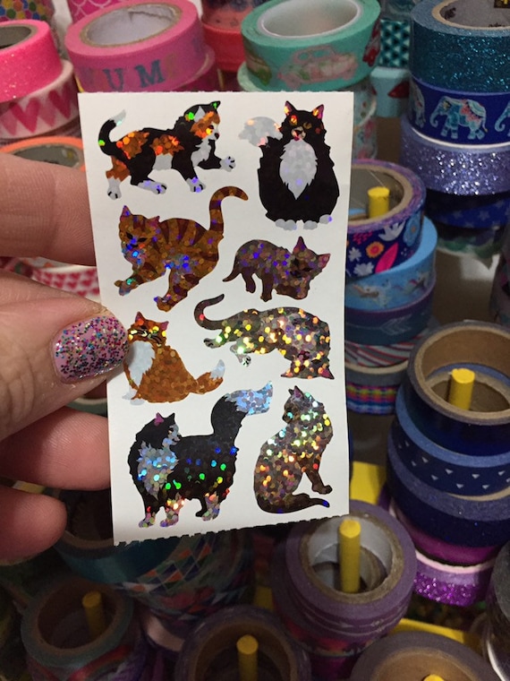 Hambly Sparkle Prismatic Kitty Cat Kitten Stickers