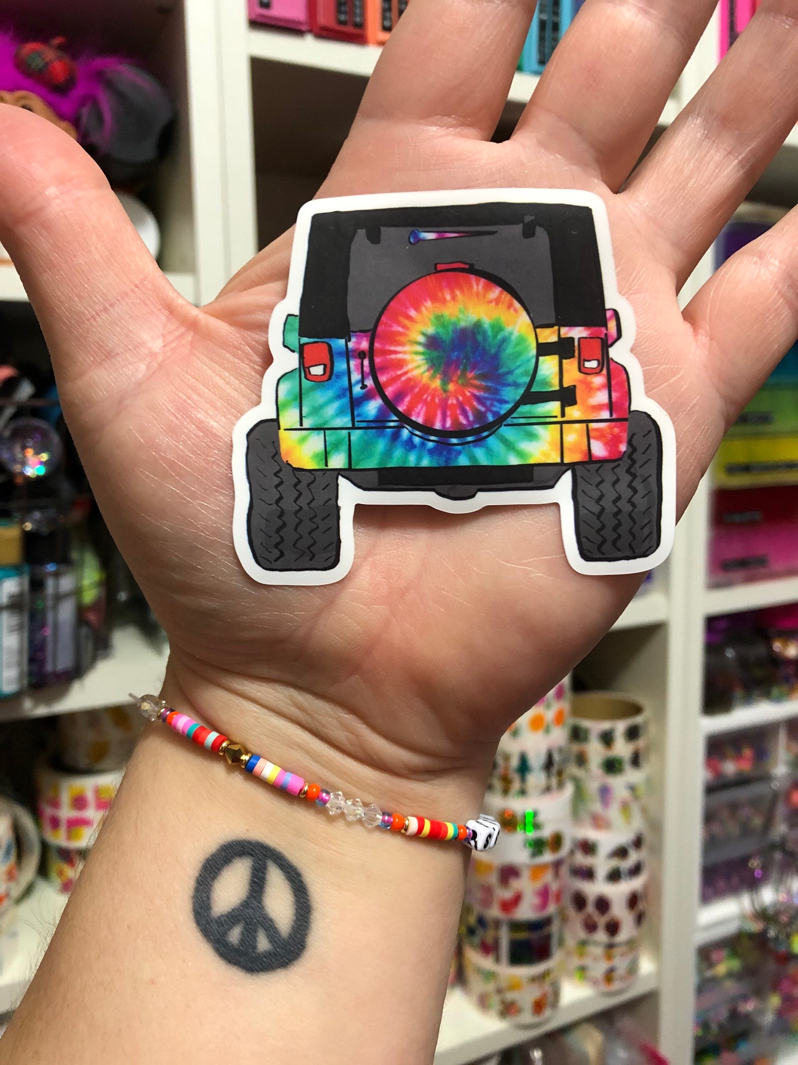 Rainbow Tie Dye Jeep Sticker Vinyl Etsy