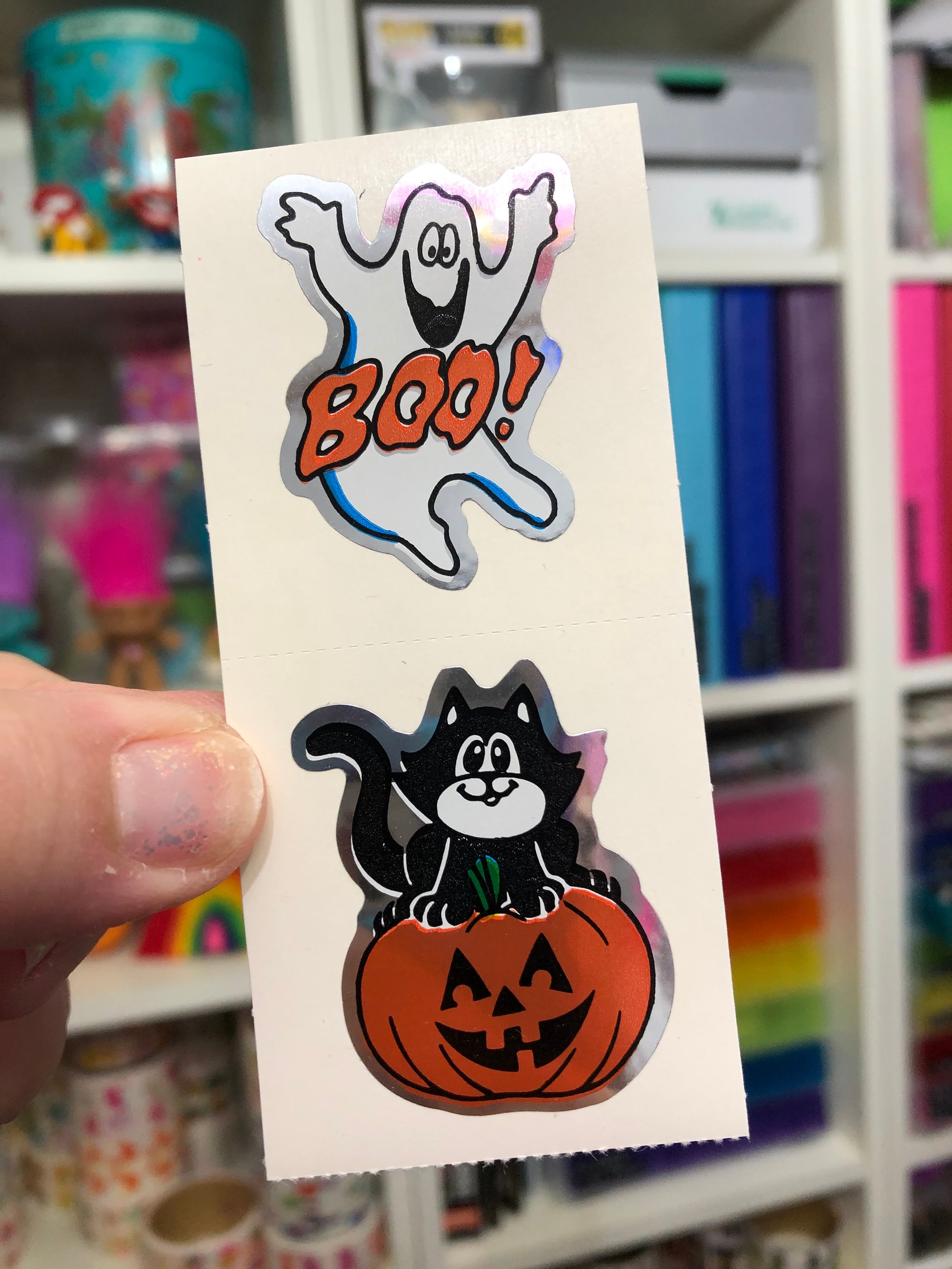Vintage Foil BJ Halloween Stickers Pumpkin Ghost Cat in a - Etsy Denmark