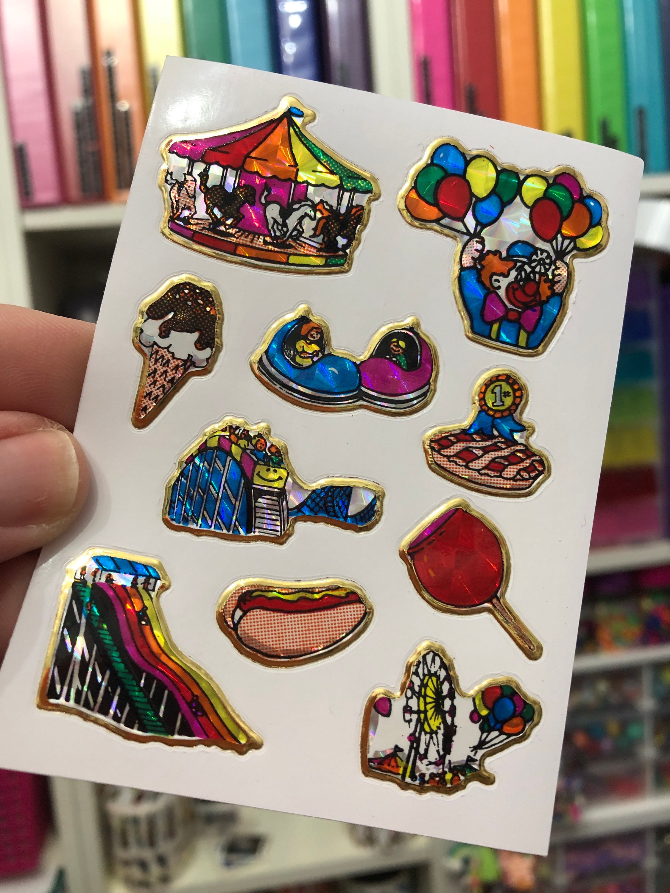 Rare Vintage Prism Rainbow Carnival Circus Fair Stickers 1980s